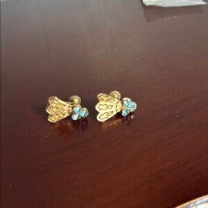 Elegant Gold and Blue Earrings
